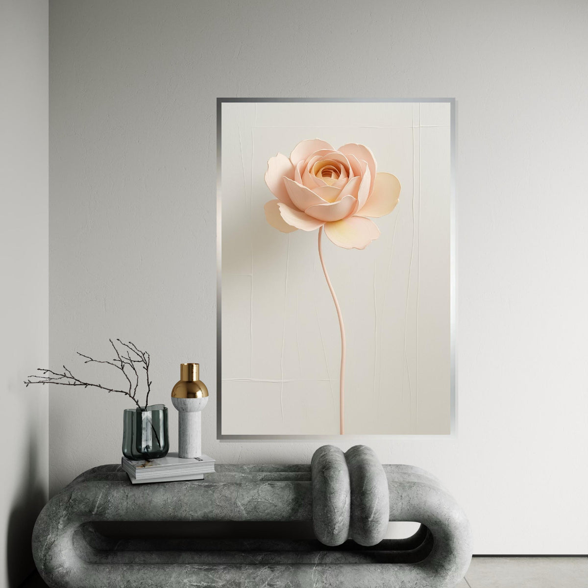 Delicate Bloom Canvas Art, Rose Wall Art, Minimalist Flower Print, Botanical Poster, Wall Art Canvas Design, Ready To Hang Decoration
