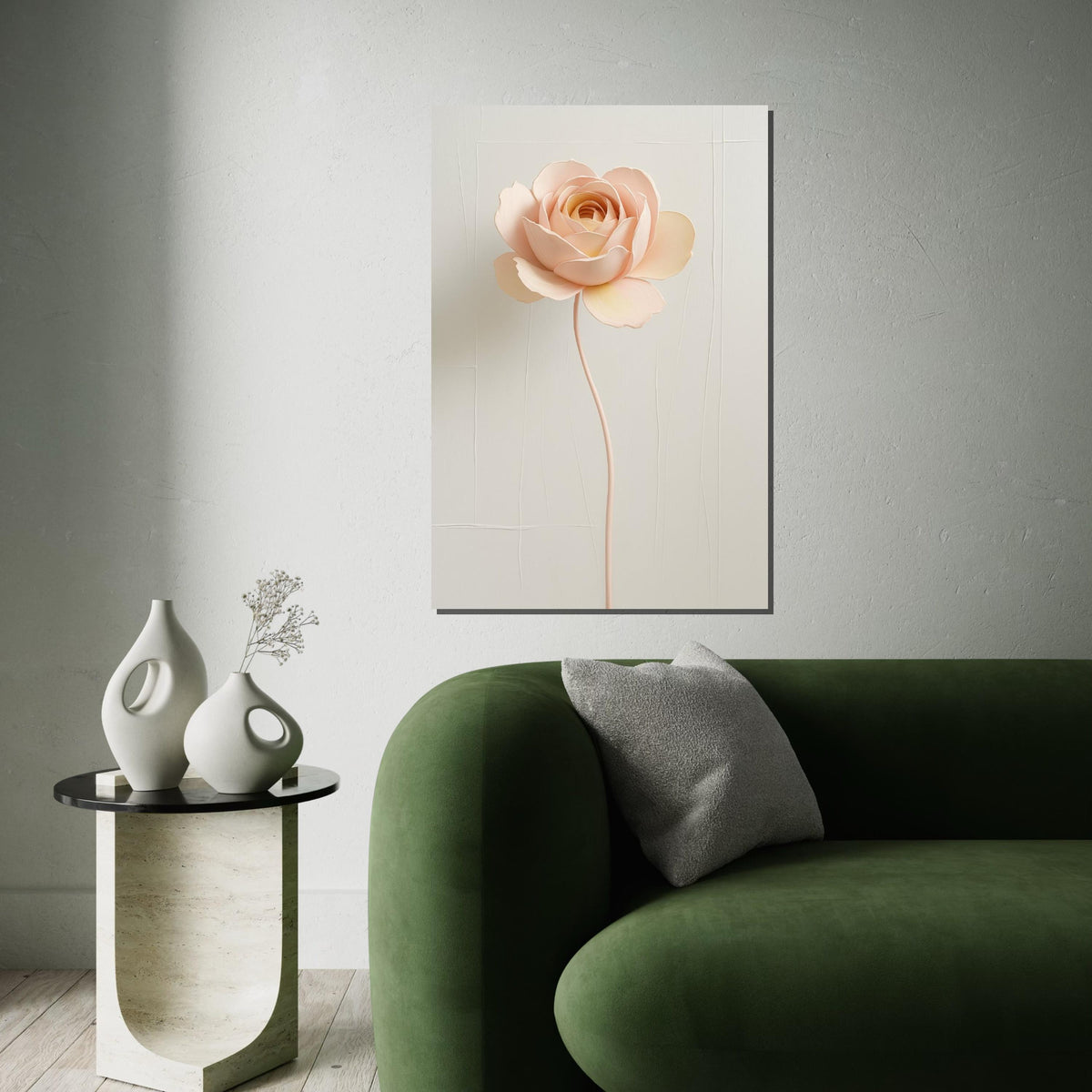 Delicate Bloom Canvas Art, Rose Wall Art, Minimalist Flower Print, Botanical Poster, Wall Art Canvas Design, Ready To Hang Decoration