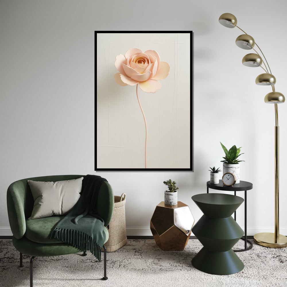 Delicate Bloom Canvas Art, Rose Wall Art, Minimalist Flower Print, Botanical Poster, Wall Art Canvas Design, Ready To Hang Decoration