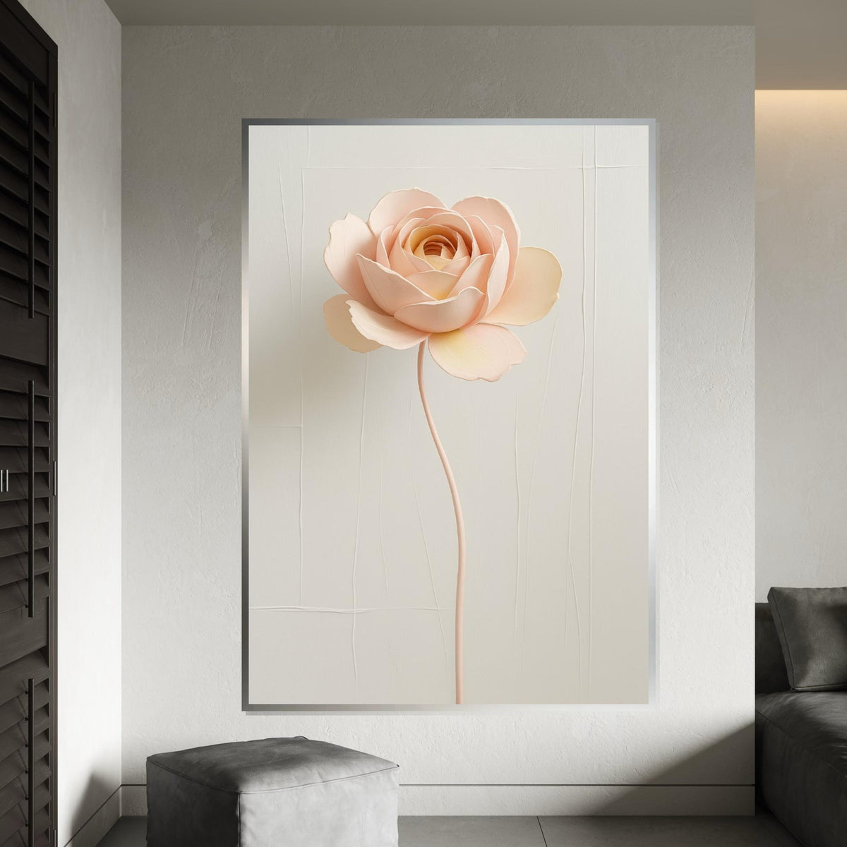 Delicate Bloom Canvas Art, Rose Wall Art, Minimalist Flower Print, Botanical Poster, Wall Art Canvas Design, Ready To Hang Decoration