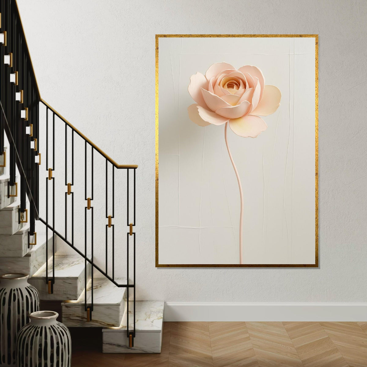 Delicate Bloom Canvas Art, Rose Wall Art, Minimalist Flower Print, Botanical Poster, Wall Art Canvas Design, Ready To Hang Decoration