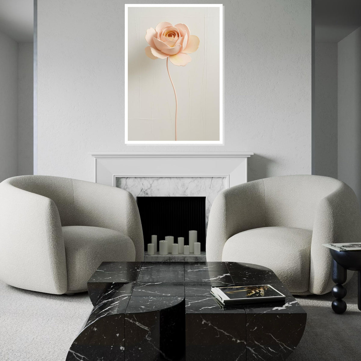 Delicate Bloom Canvas Art, Rose Wall Art, Minimalist Flower Print, Botanical Poster, Wall Art Canvas Design, Ready To Hang Decoration