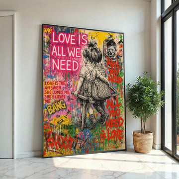 Love Graffiti Canvas, Street Art Love Poster, Colorful Wall Art, Inspirational Canvas Design, Ready To Hang Decoration