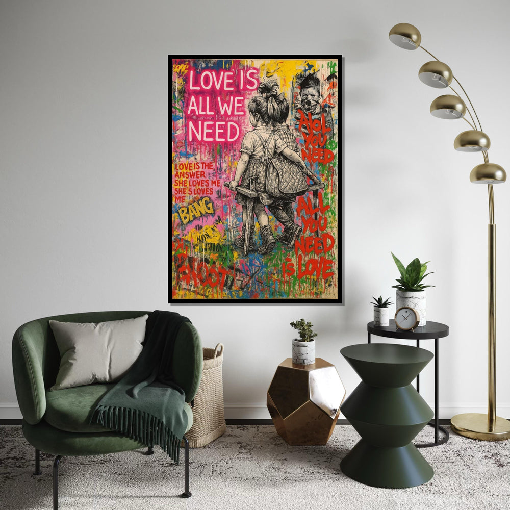 Love Graffiti Canvas, Street Art Love Poster, Colorful Wall Art, Inspirational Canvas Design, Ready To Hang Decoration