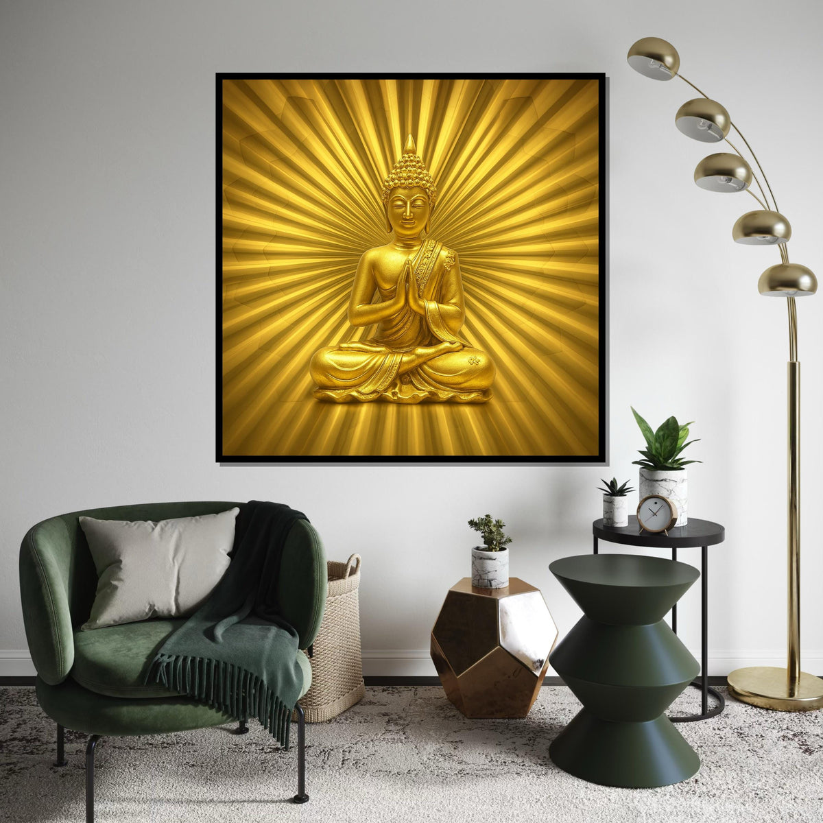 Golden Buddha Canvas, Meditation Wall Art, Spiritual Decor, Buddha Radiance Print, Wall Art Canvas Design, Ready to Hang Decoration