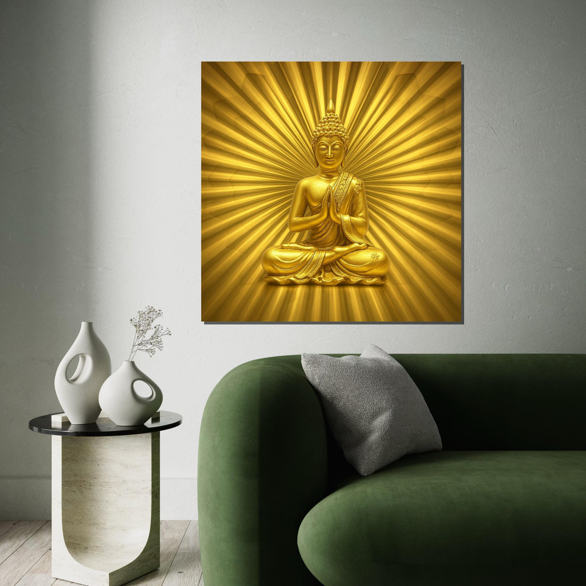 Golden Buddha Canvas, Meditation Wall Art, Spiritual Decor, Buddha Radiance Print, Wall Art Canvas Design, Ready to Hang Decoration