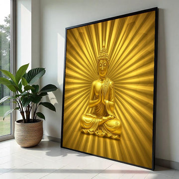 Golden Buddha Canvas, Meditation Wall Art, Spiritual Decor, Buddha Radiance Print, Wall Art Canvas Design, Ready to Hang Decoration