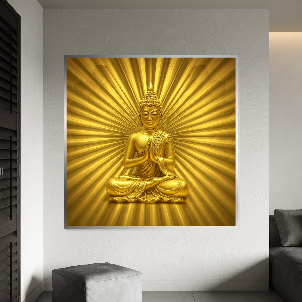 Golden Buddha Canvas, Meditation Wall Art, Spiritual Decor, Buddha Radiance Print, Wall Art Canvas Design, Ready to Hang Decoration