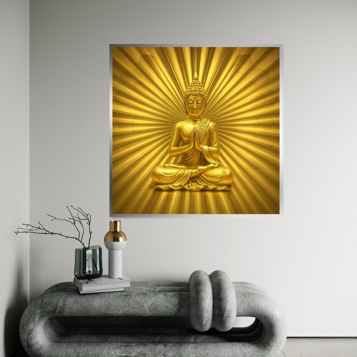 Golden Buddha Canvas, Meditation Wall Art, Spiritual Decor, Buddha Radiance Print, Wall Art Canvas Design, Ready to Hang Decoration