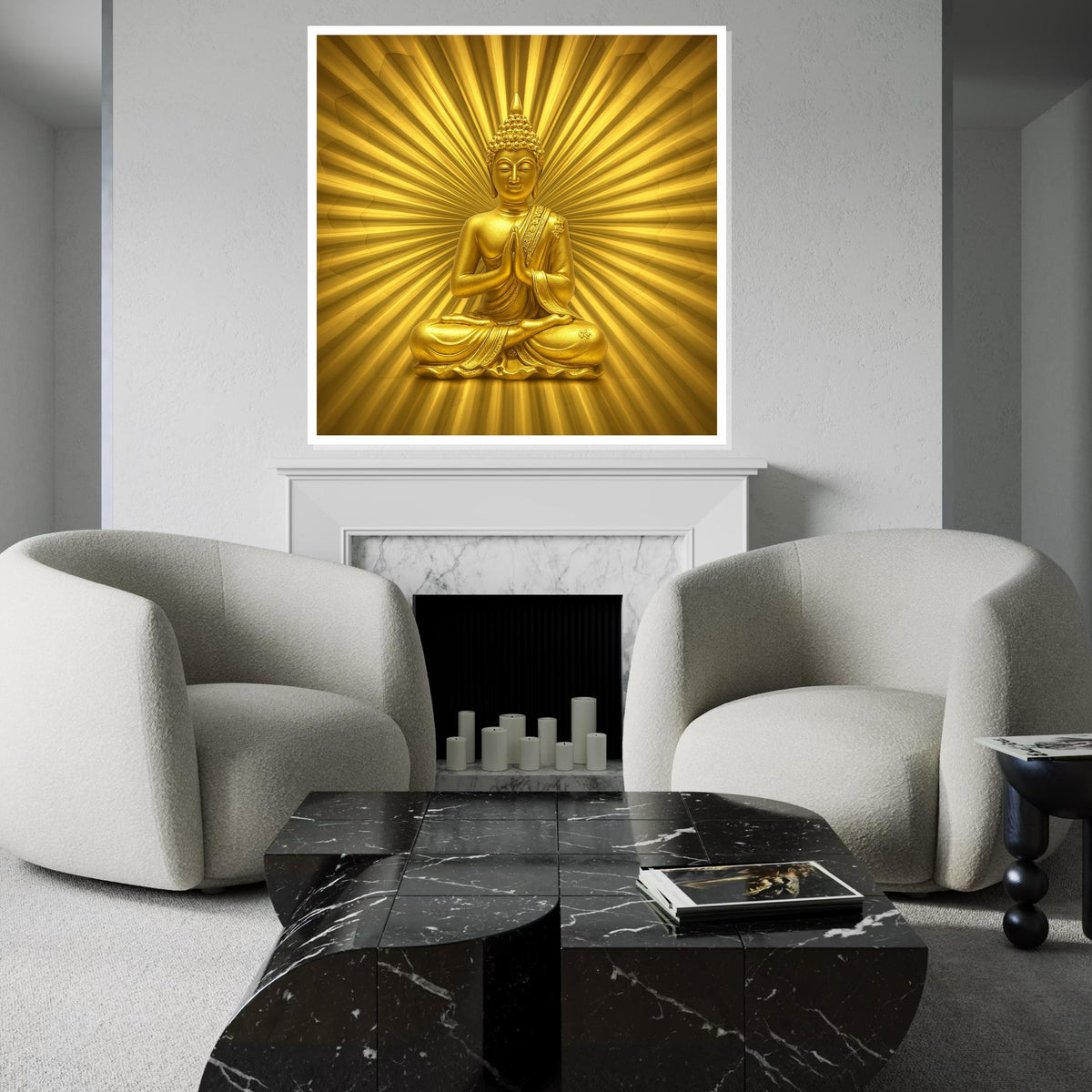 Golden Buddha Canvas, Meditation Wall Art, Spiritual Decor, Buddha Radiance Print, Wall Art Canvas Design, Ready to Hang Decoration