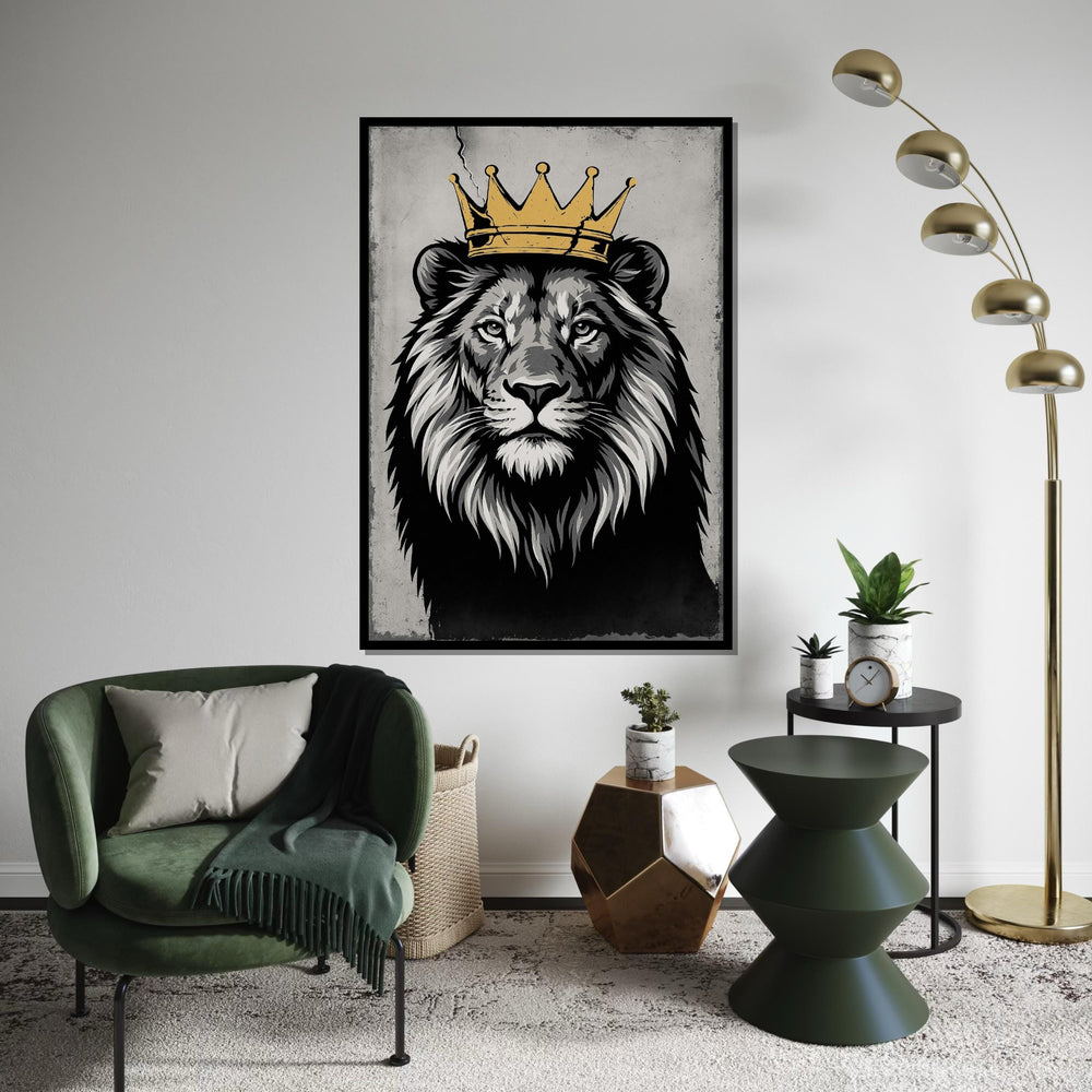 Regal Lion with Crown Canvas, Majestic Lion Wall Art, King of the Jungle Print, Wall Art Canvas Design, Ready to Hang Decoration