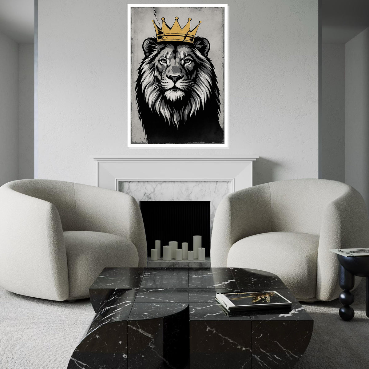 Regal Lion with Crown Canvas, Majestic Lion Wall Art, King of the Jungle Print, Wall Art Canvas Design, Ready to Hang Decoration