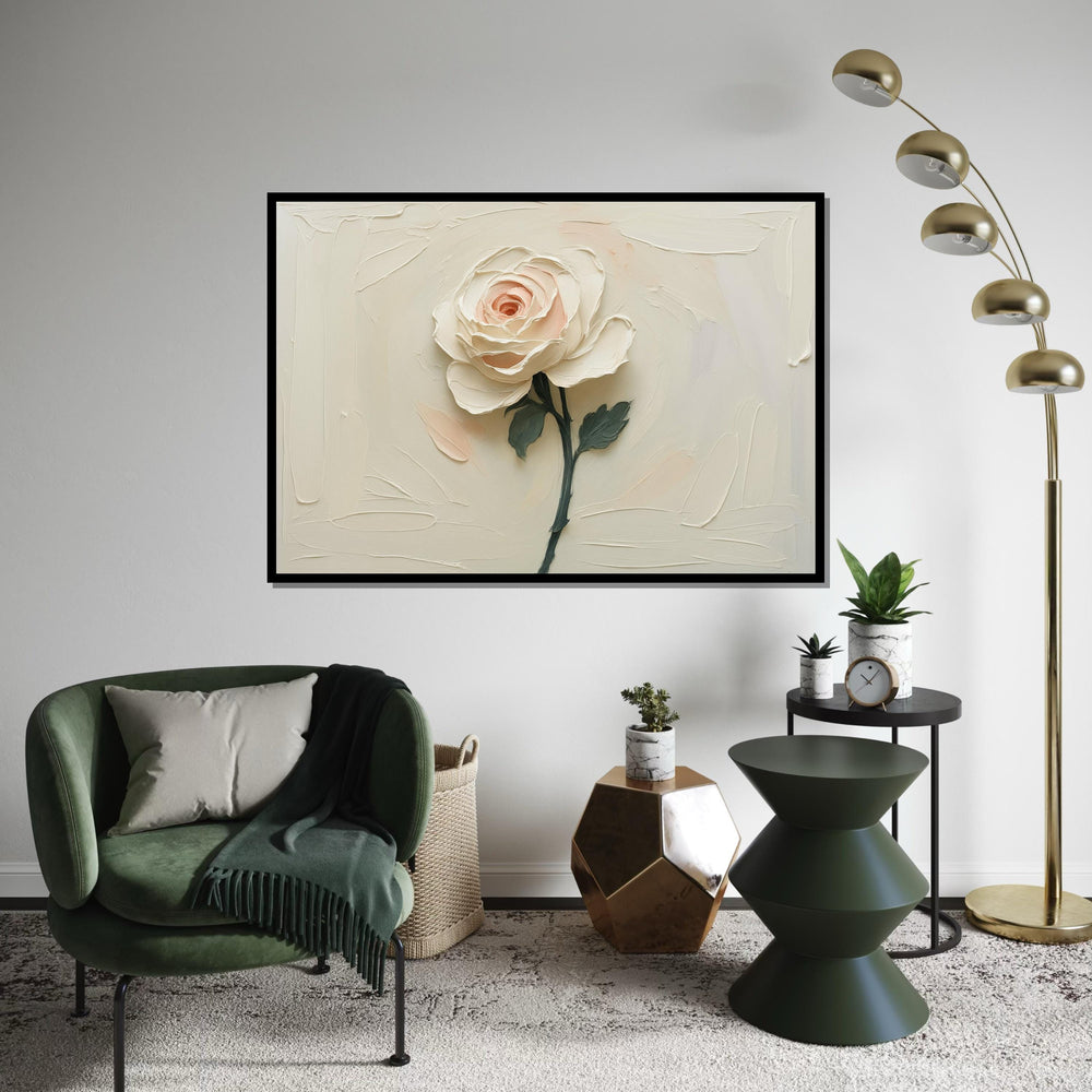 Cream Rose Canvas, Elegant Flower Art, Floral Wall Print, Rose Artwork, Wall Art Canvas Design, Ready To Hang Decoration