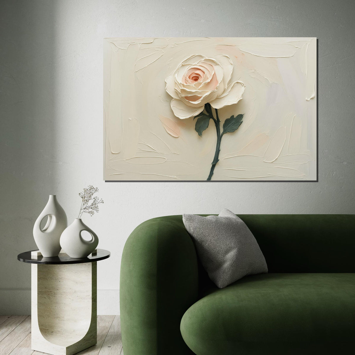 Cream Rose Canvas, Elegant Flower Art, Floral Wall Print, Textured Rose Artwork, Wall Art Canvas Design, Ready To Hang Decoration