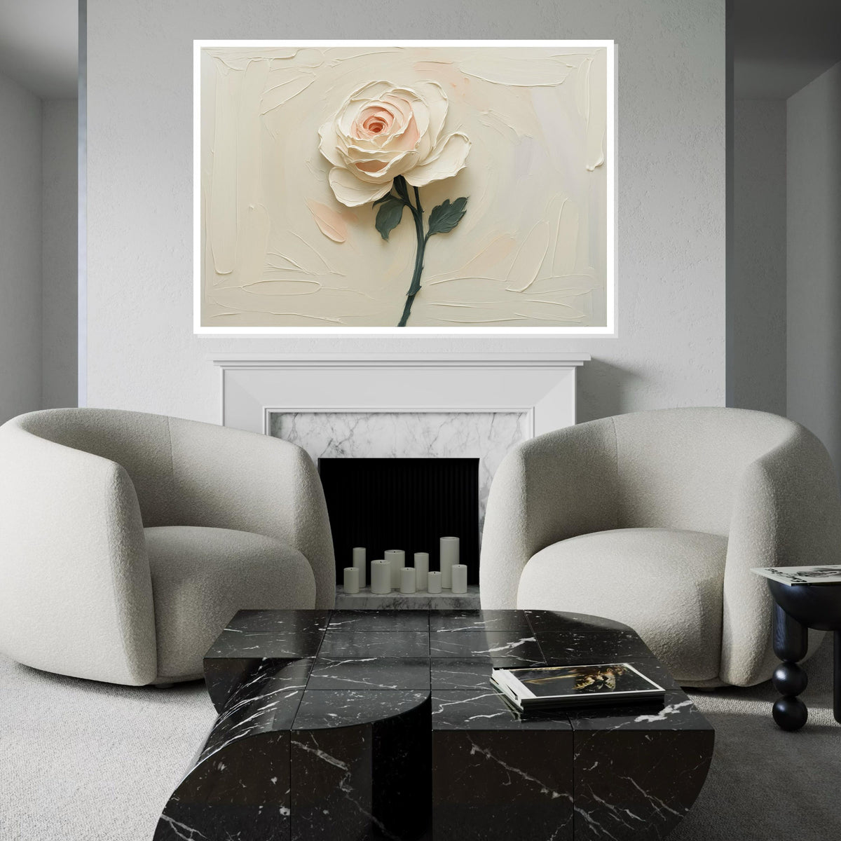 Cream Rose Canvas, Elegant Flower Art, Floral Wall Print, Textured Rose Artwork, Wall Art Canvas Design, Ready To Hang Decoration