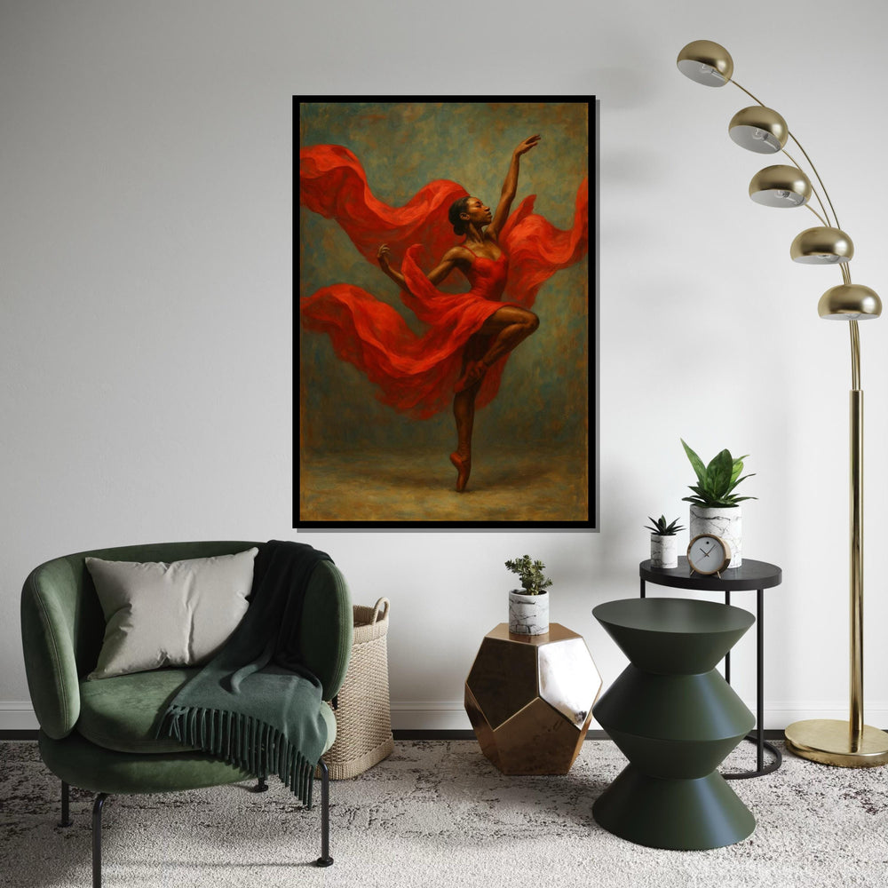 Graceful Ballerina in Red Canvas, Dancer Wall Art, Ballet Movement Poster, Wall Art Canvas Design, Ready To Hang Decoration