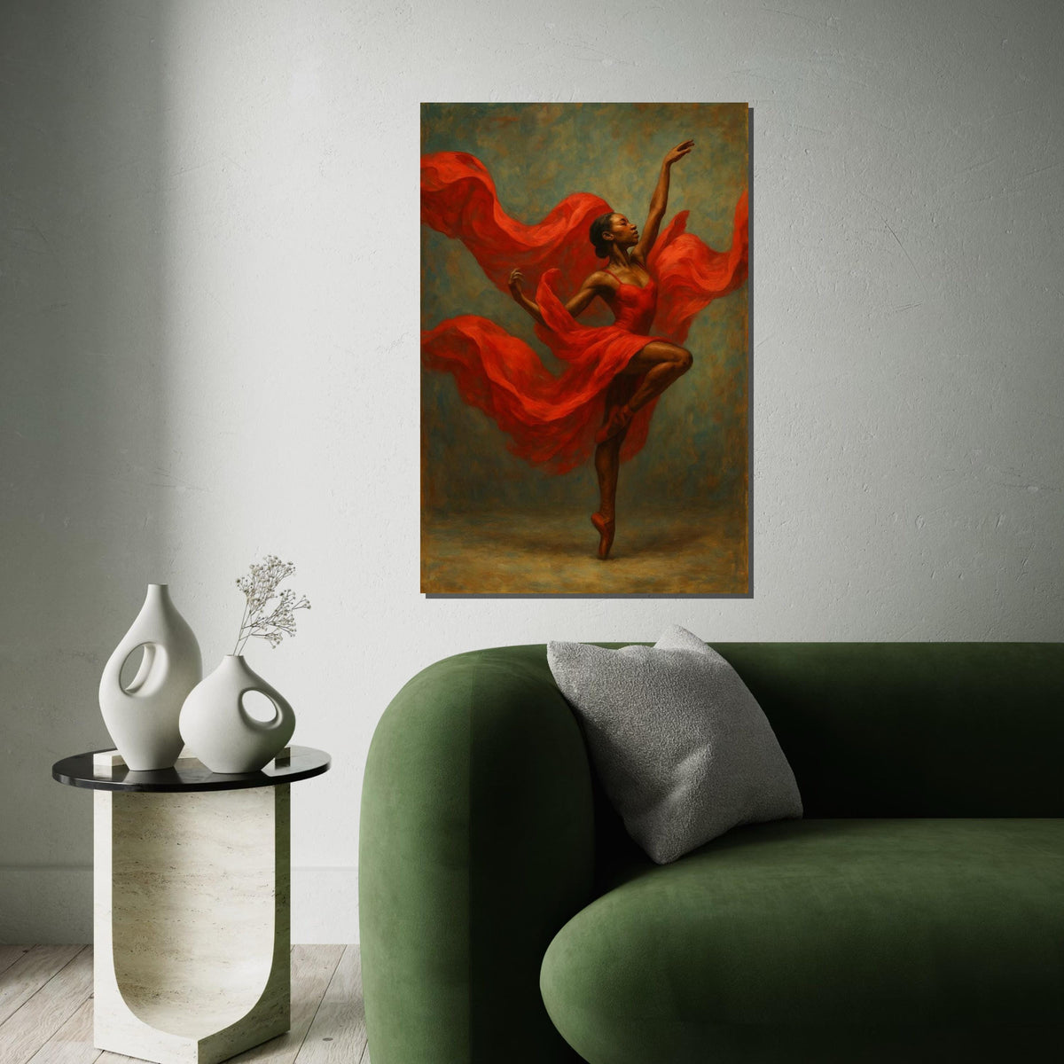 Graceful Ballerina in Red Canvas, Dancer Wall Art, Ballet Movement Poster, Wall Art Canvas Design, Ready To Hang Decoration