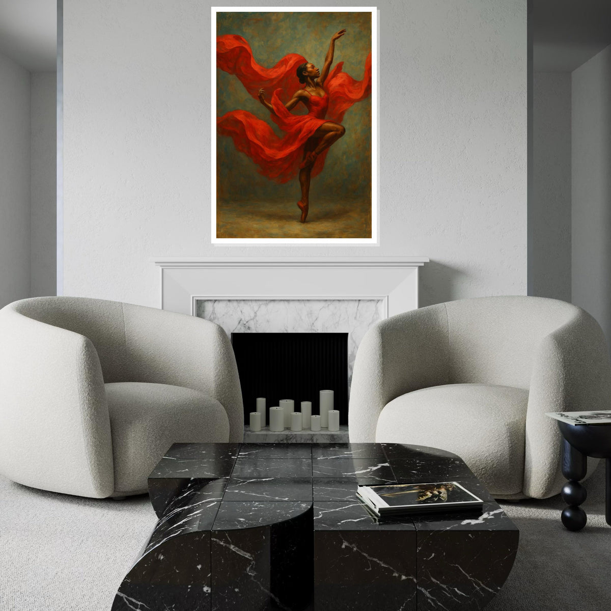 Graceful Ballerina in Red Canvas, Dancer Wall Art, Ballet Movement Poster, Wall Art Canvas Design, Ready To Hang Decoration