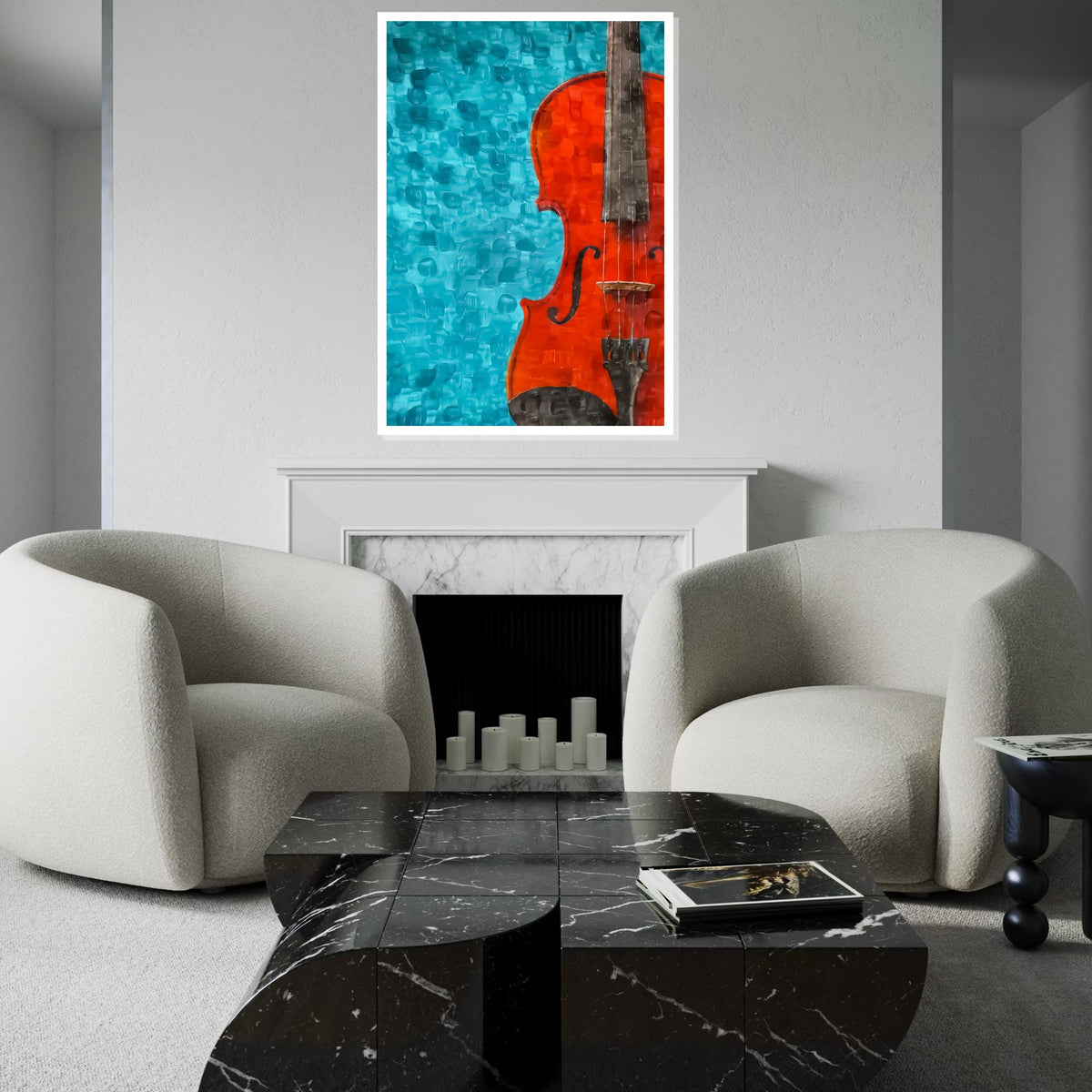 Print Art, Red Violin Canvas, Musical Art, Abstract Violin Wall Print, Wall Art Canvas Design, Ready to Hang Decoration