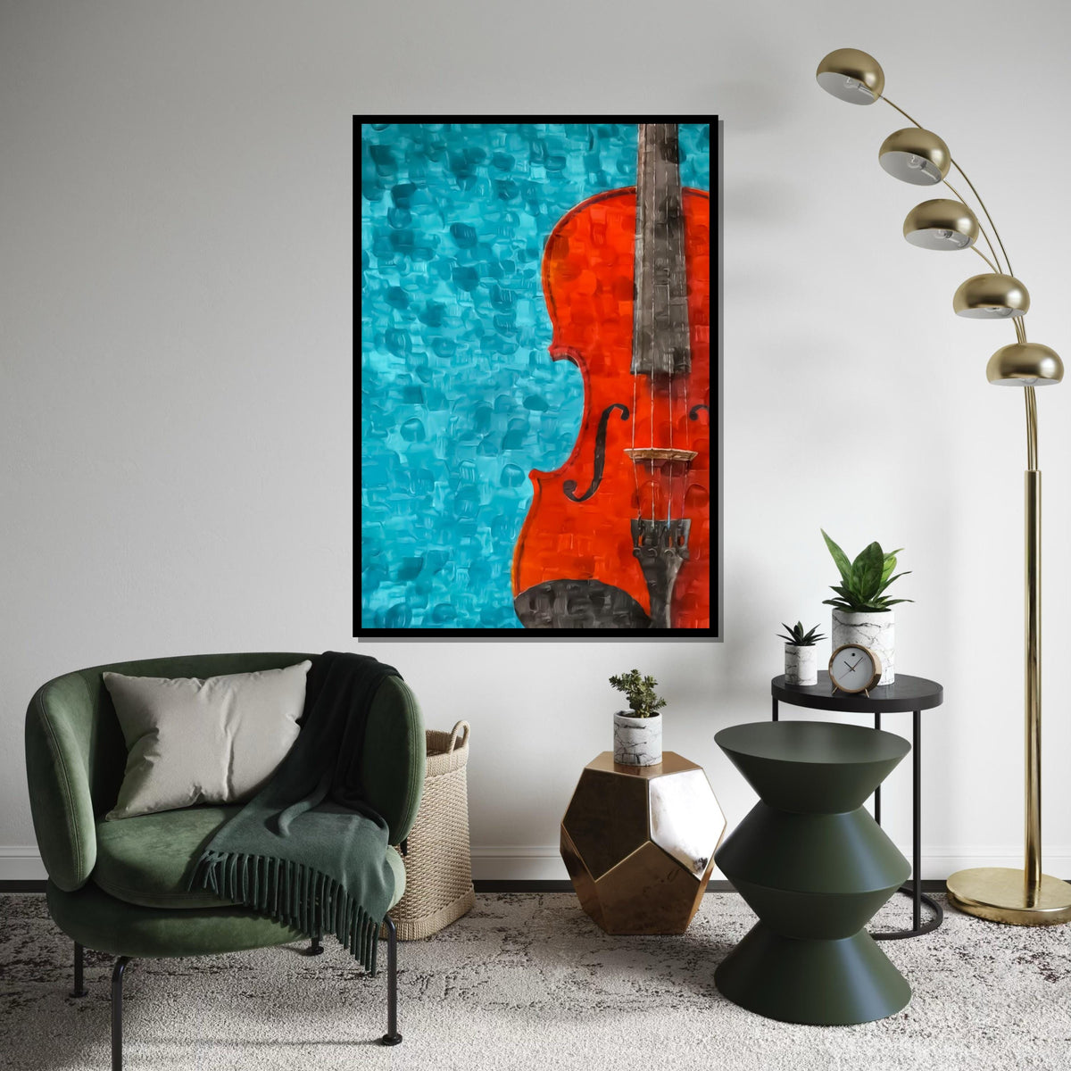 Print Art, Red Violin Canvas, Musical Art, Abstract Violin Wall Print, Wall Art Canvas Design, Ready to Hang Decoration