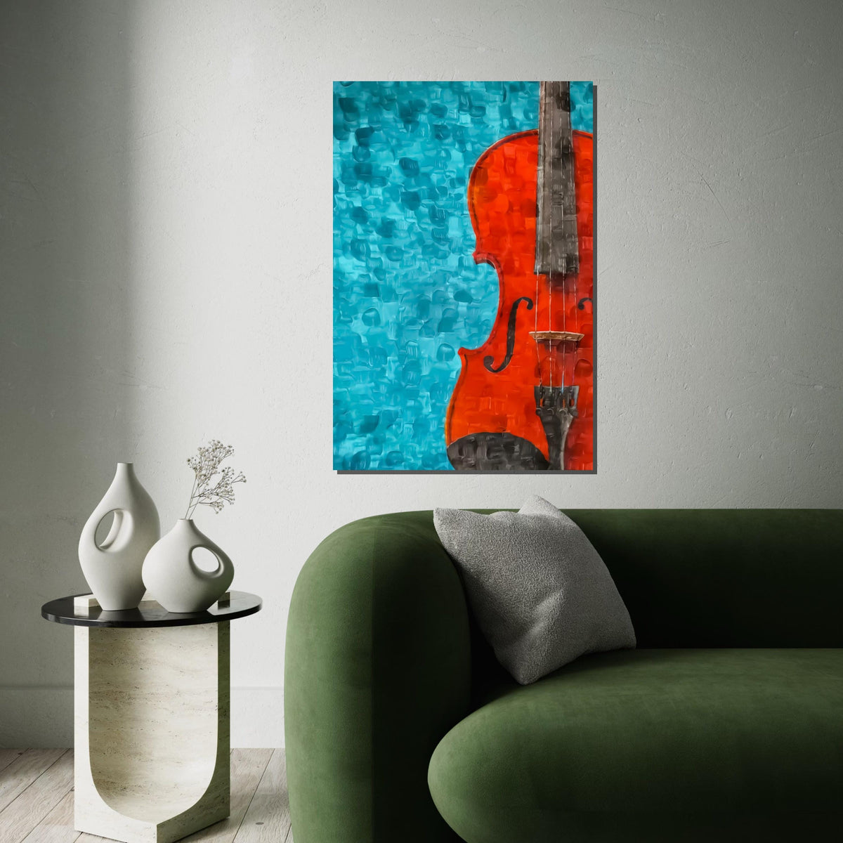 Print Art, Red Violin Canvas, Musical Art, Abstract Violin Wall Print, Wall Art Canvas Design, Ready to Hang Decoration