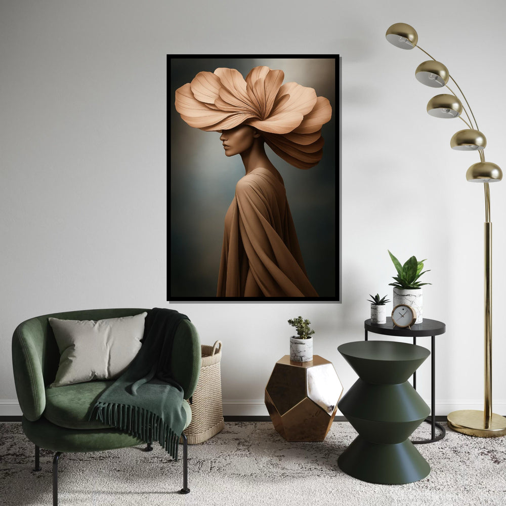 Petal Hat Elegance, Floral Fashion Canvas, Woman in Art, Wall Art Canvas Design, Ready to Hang Decoration, Modern Canvas Portrait