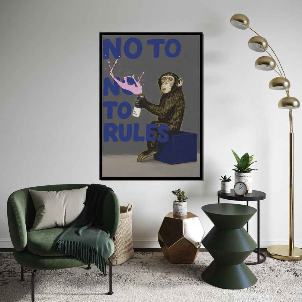 Rebel Monkey Canvas, Spray Paint Art, No Rules Poster, Animal Wall Art, Graffiti Style Canvas,Wall Art Design,Ready to Hang,Print Art,Poster