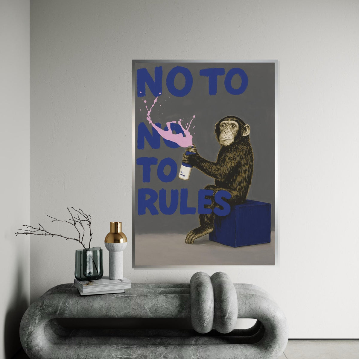 Rebel Monkey Canvas, Spray Paint Art, No Rules Poster, Animal Wall Art, Graffiti Style Canvas, Wall Art Design, Ready to Hang
