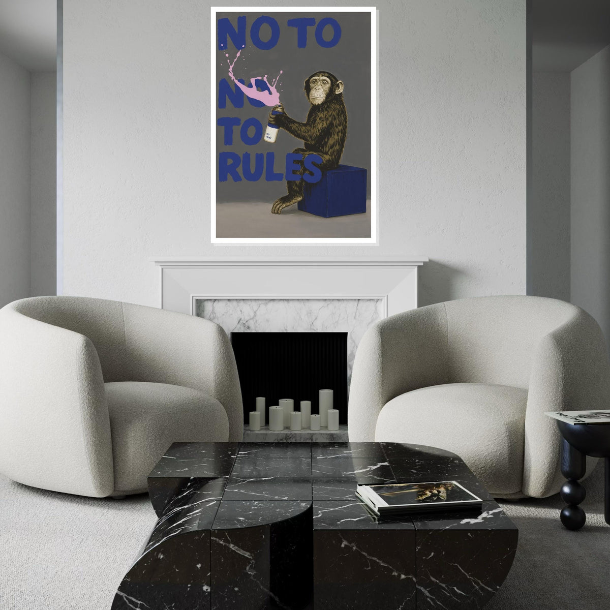 Rebel Monkey Canvas, Spray Paint Art, No Rules Poster, Animal Wall Art, Graffiti Style Canvas, Wall Art Design, Ready to Hang
