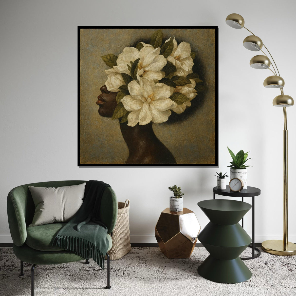 Floral Head Elegance, Flower Head Canvas, Botanical Art, Wall Art Canvas Design, Ready to Hang, NatureInspired Home Decor