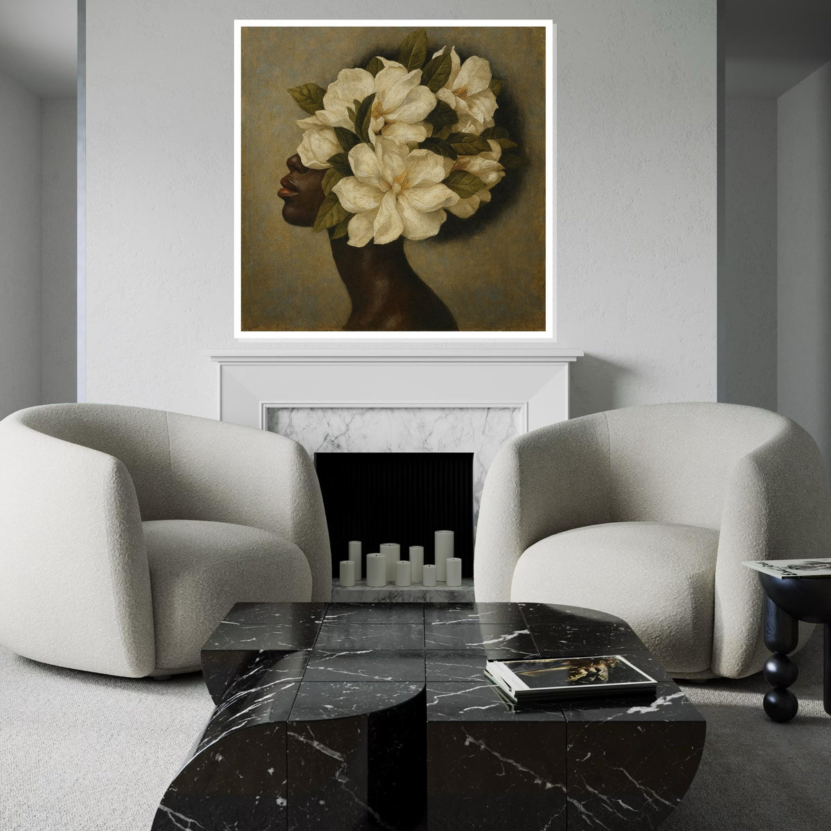 Floral Head Elegance, Flower Head Canvas, Botanical Art, Wall Art Canvas Design, Ready to Hang, NatureInspired Home Decor