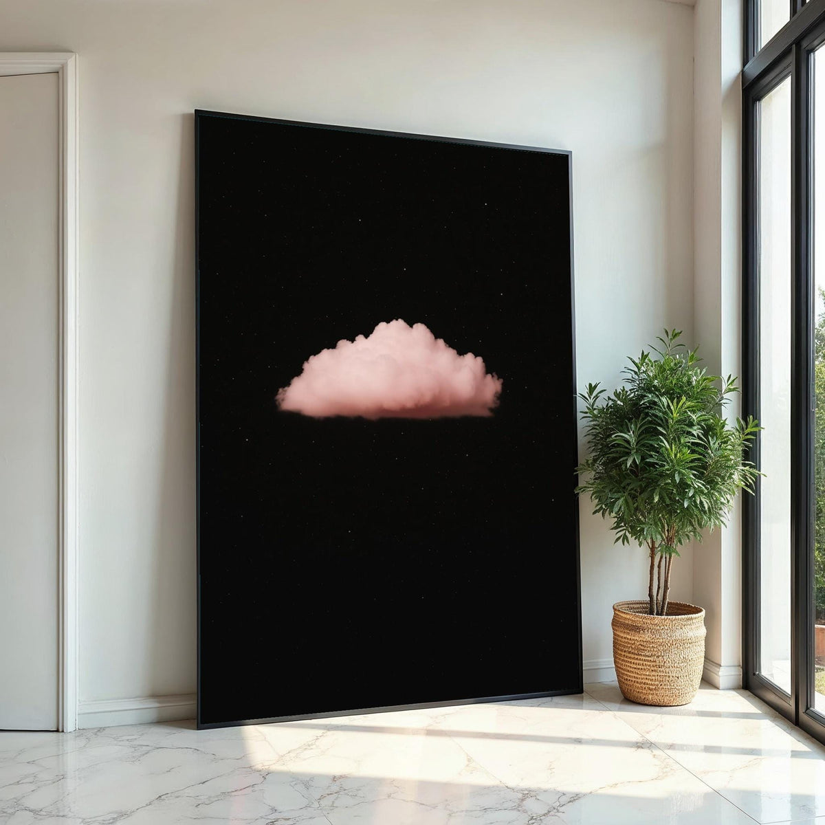 Dreamy Pink Cloud, Night Sky Canvas, Ethereal Cloud Art, Wall Art Canvas Design, Ready to Hang Home Décor