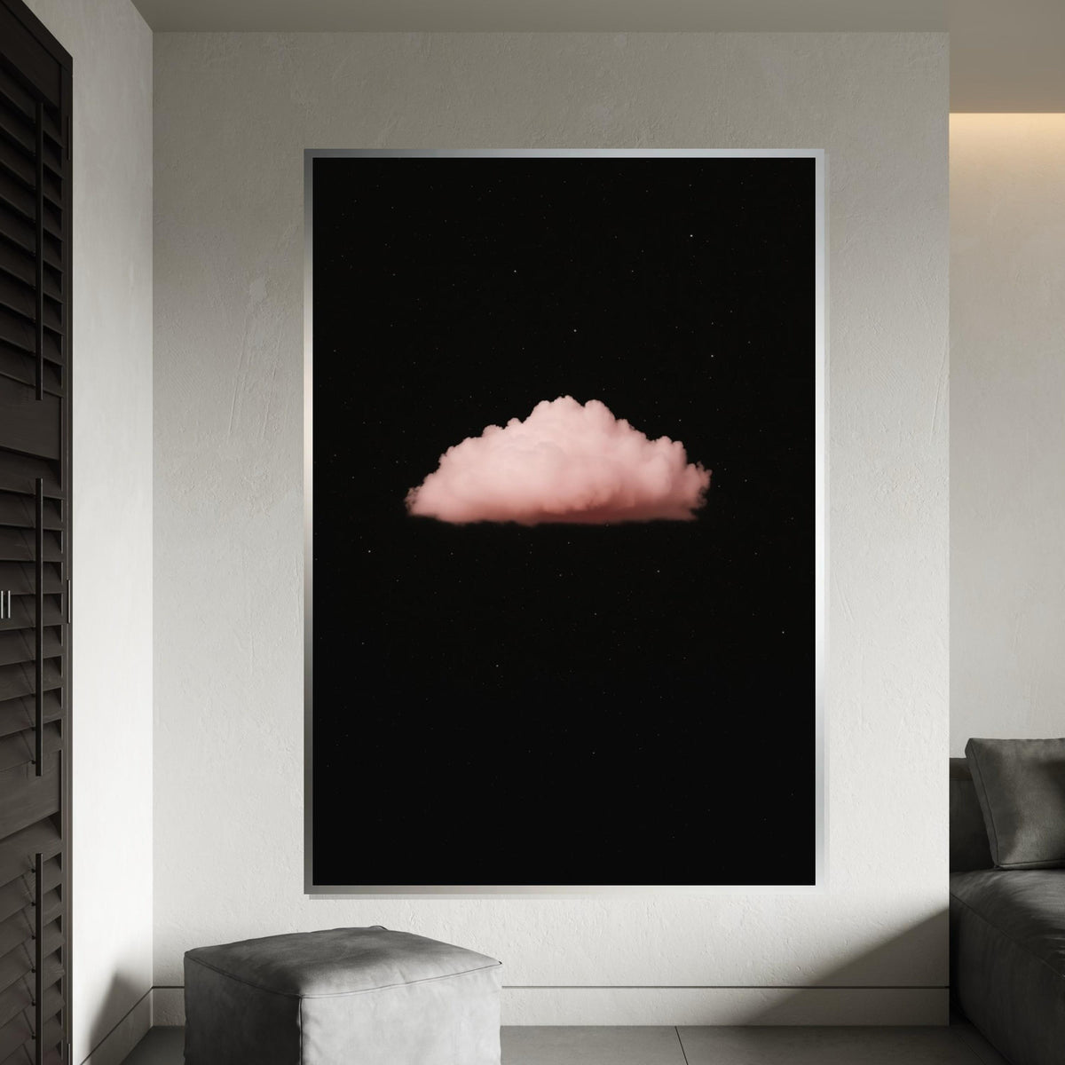 Dreamy Pink Cloud, Night Sky Canvas, Ethereal Cloud Art, Wall Art Canvas Design, Ready to Hang Home Décor