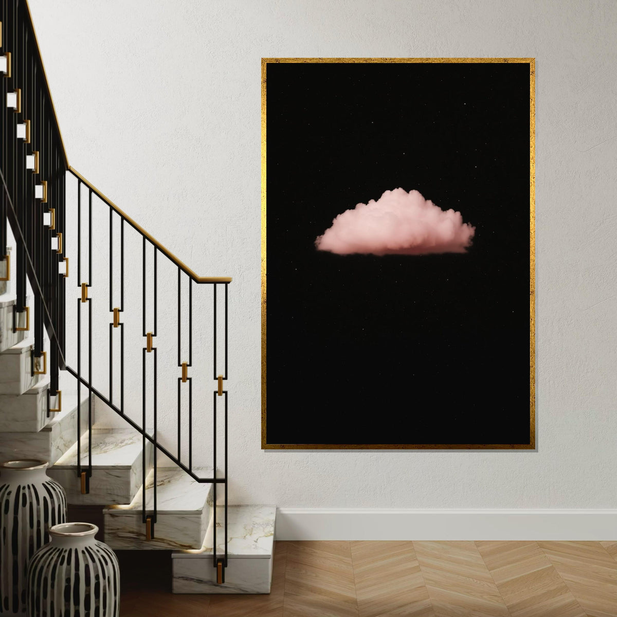 Dreamy Pink Cloud, Night Sky Canvas, Ethereal Cloud Art, Wall Art Canvas Design, Ready to Hang Home Décor
