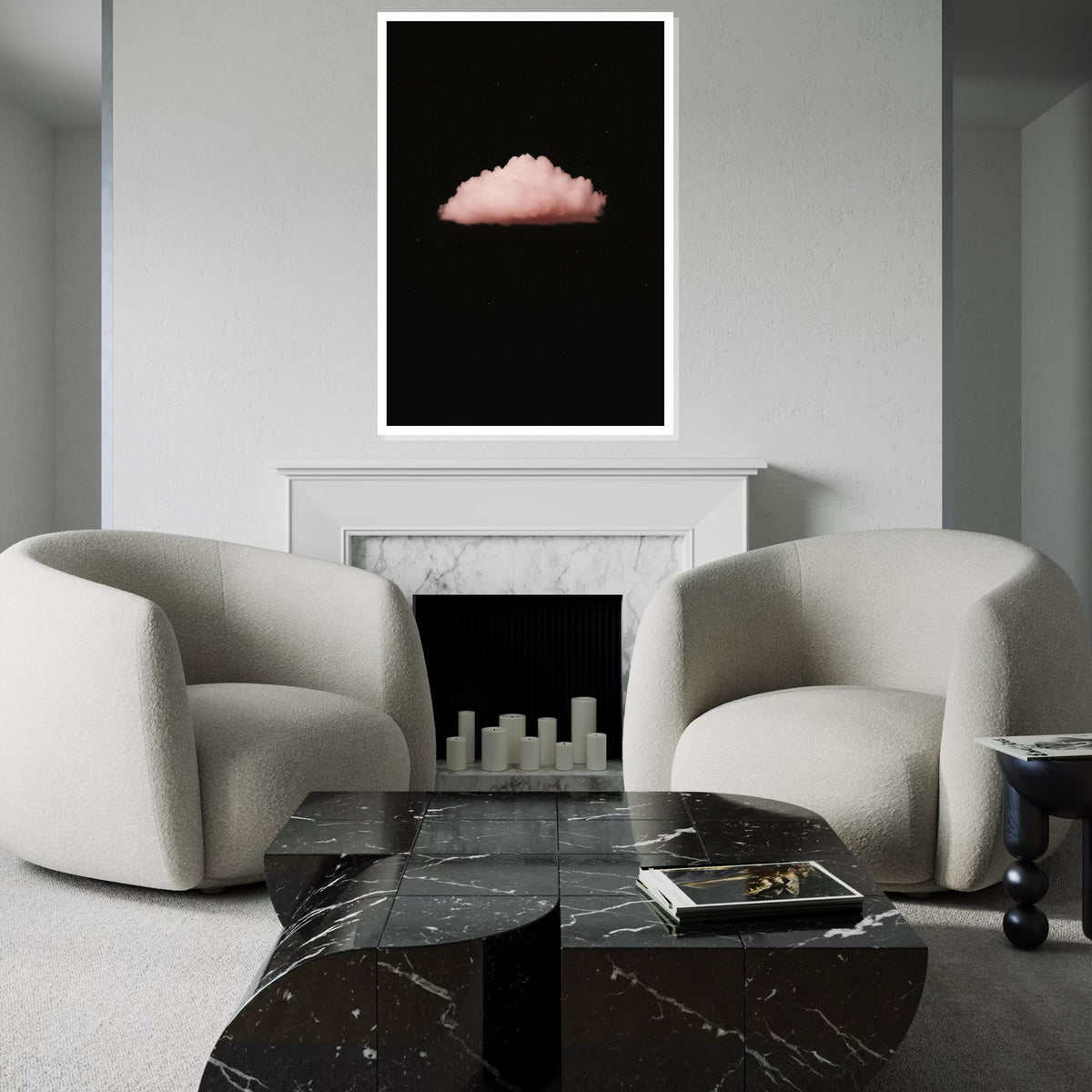 Dreamy Pink Cloud, Night Sky Canvas, Ethereal Cloud Art, Wall Art Canvas Design, Ready to Hang Home Décor