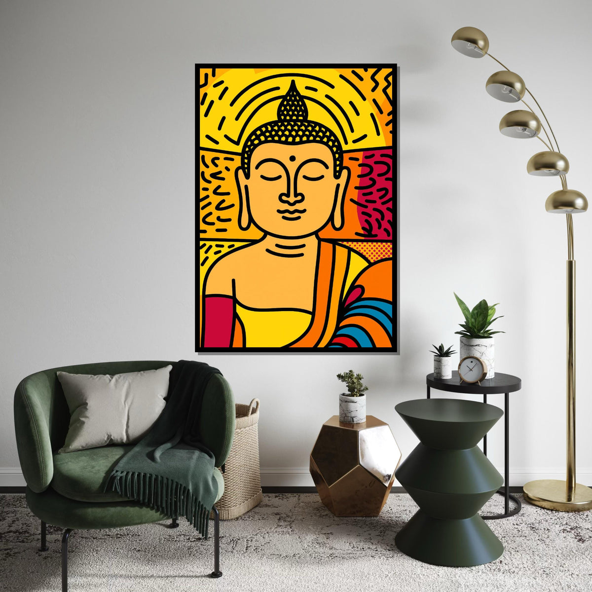 Tranquil Buddha Canvas, Vibrant Buddha Wall Art, Pop Art Buddha Print, Wall Art Canvas Design, Ready To Hang Decoration