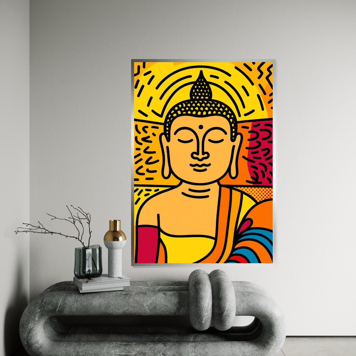 Tranquil Buddha Canvas, Vibrant Buddha Wall Art, Pop Art Buddha Print, Wall Art Canvas Design, Ready To Hang Decoration