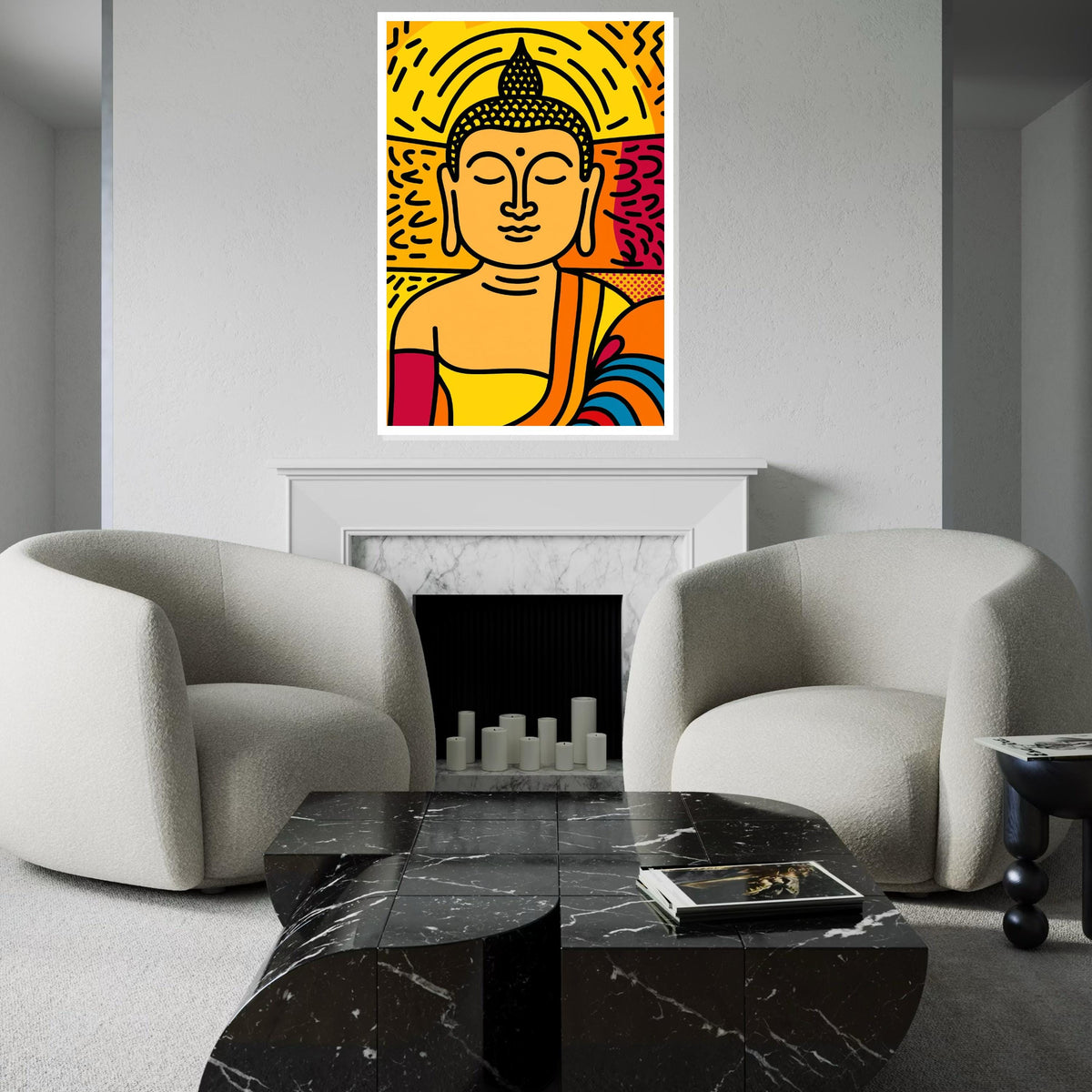 Tranquil Buddha Canvas, Vibrant Buddha Wall Art, Pop Art Buddha Print, Wall Art Canvas Design, Ready To Hang Decoration