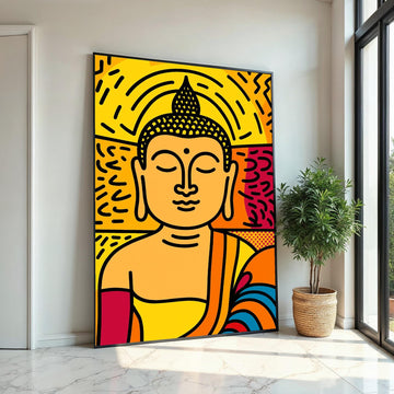 Tranquil Buddha Canvas, Vibrant Buddha Wall Art, Pop Art Buddha Print, Wall Art Canvas Design, Ready To Hang Decoration