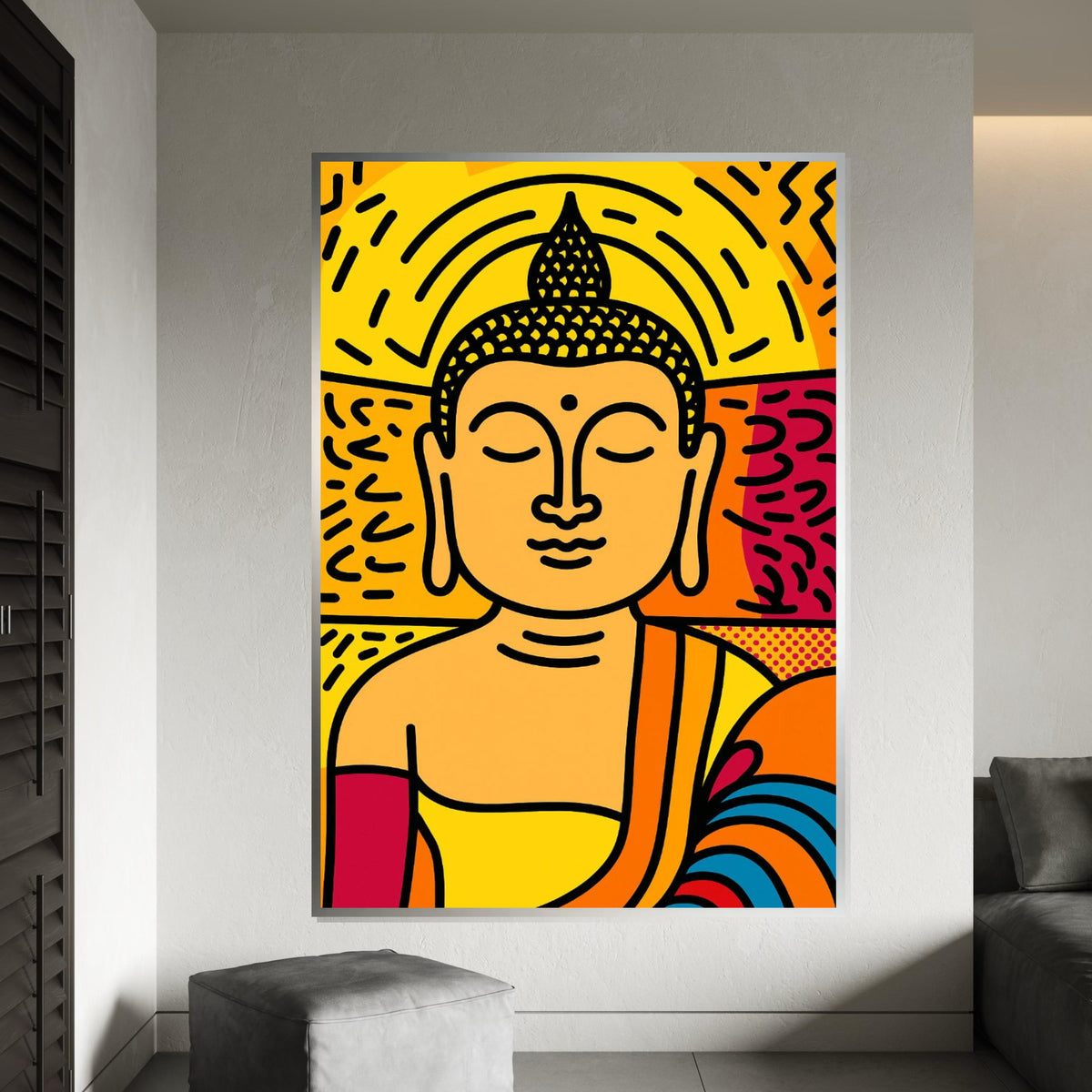 Tranquil Buddha Canvas, Vibrant Buddha Wall Art, Pop Art Buddha Print, Wall Art Canvas Design, Ready To Hang Decoration