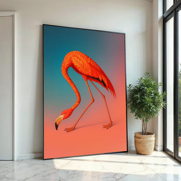 Artistic Flamingo Canvas, Floral Pattern Flamingo Art, Colorful Bird Wall Print, Animal Art Canvas, Wall Art Canvas Design, Ready To Hang