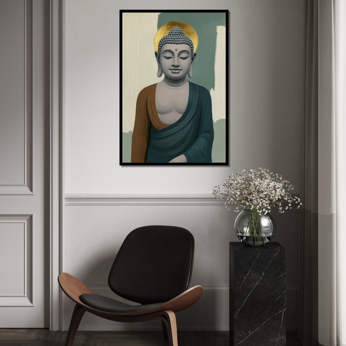 Buddha Canvas Wall Art, Peaceful Buddha Painting, Spiritual Decor, Calm Serenity, Wall Art Canvas Design, Ready To Hang Decoration