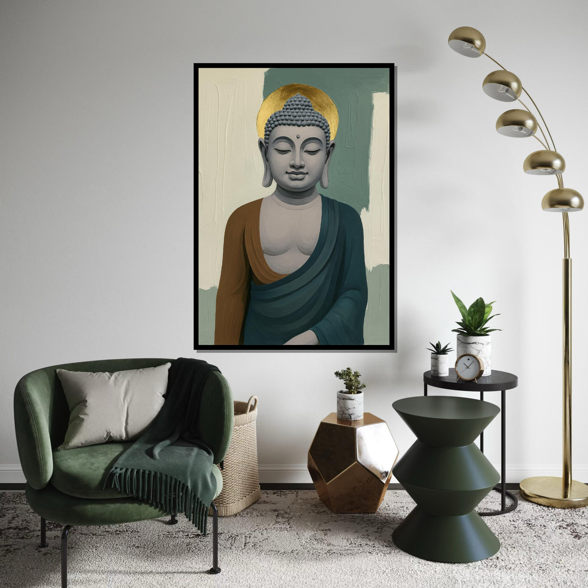 Buddha Canvas Wall Art, Peaceful Buddha Painting, Spiritual Decor, Calm Serenity, Wall Art Canvas Design, Ready To Hang Decoration