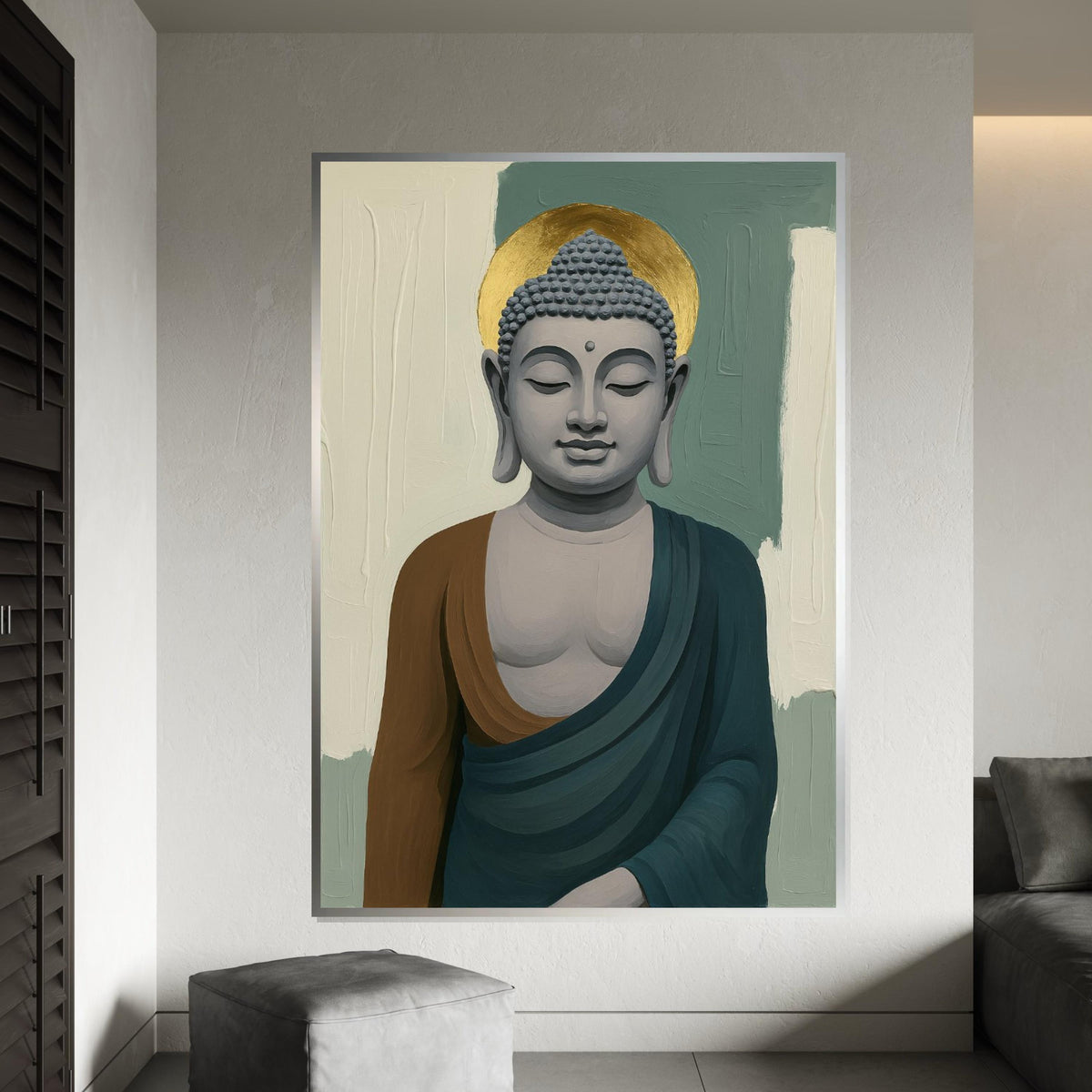 Buddha Canvas Wall Art, Peaceful Buddha Painting, Spiritual Decor, Calm Serenity, Wall Art Canvas Design, Ready To Hang Decoration