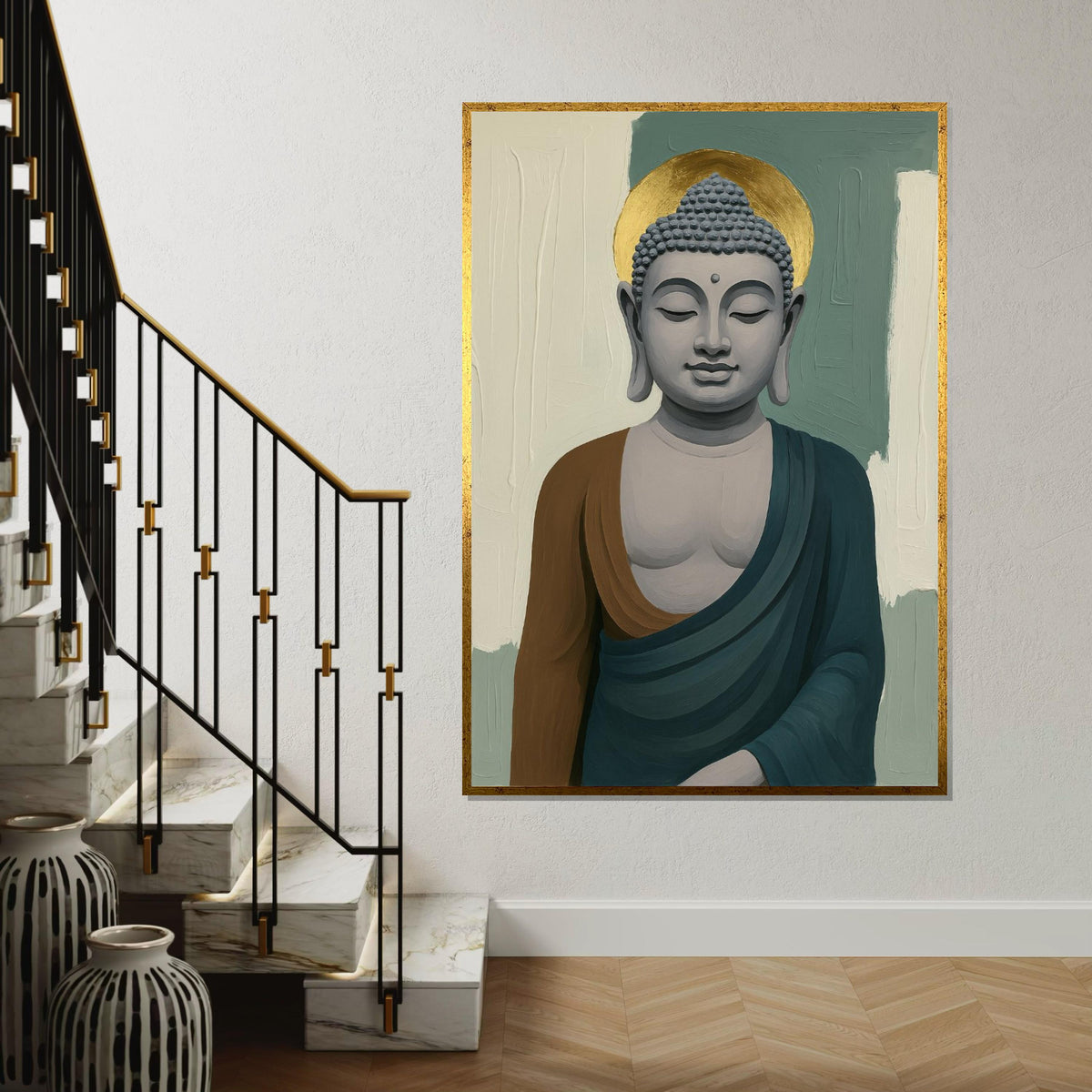 Buddha Canvas Wall Art, Peaceful Buddha Painting, Spiritual Decor, Calm Serenity, Wall Art Canvas Design, Ready To Hang Decoration