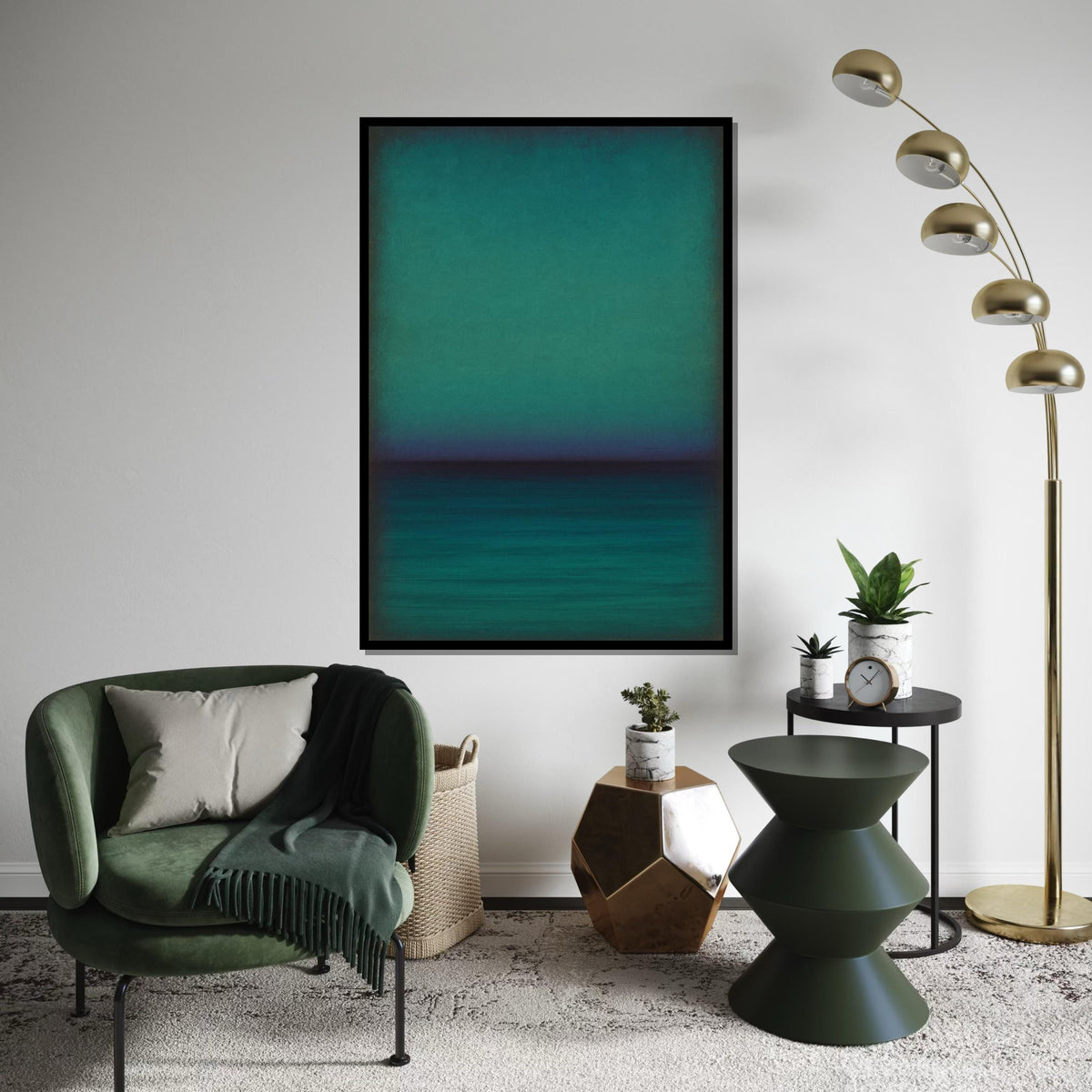 Mark Rothko Canvas, Green Abstract Wall Art, Mark Rothko Style Print,Affiche Art,Expressionist Canvas Painting,Ready To Hang Decor,Print Art