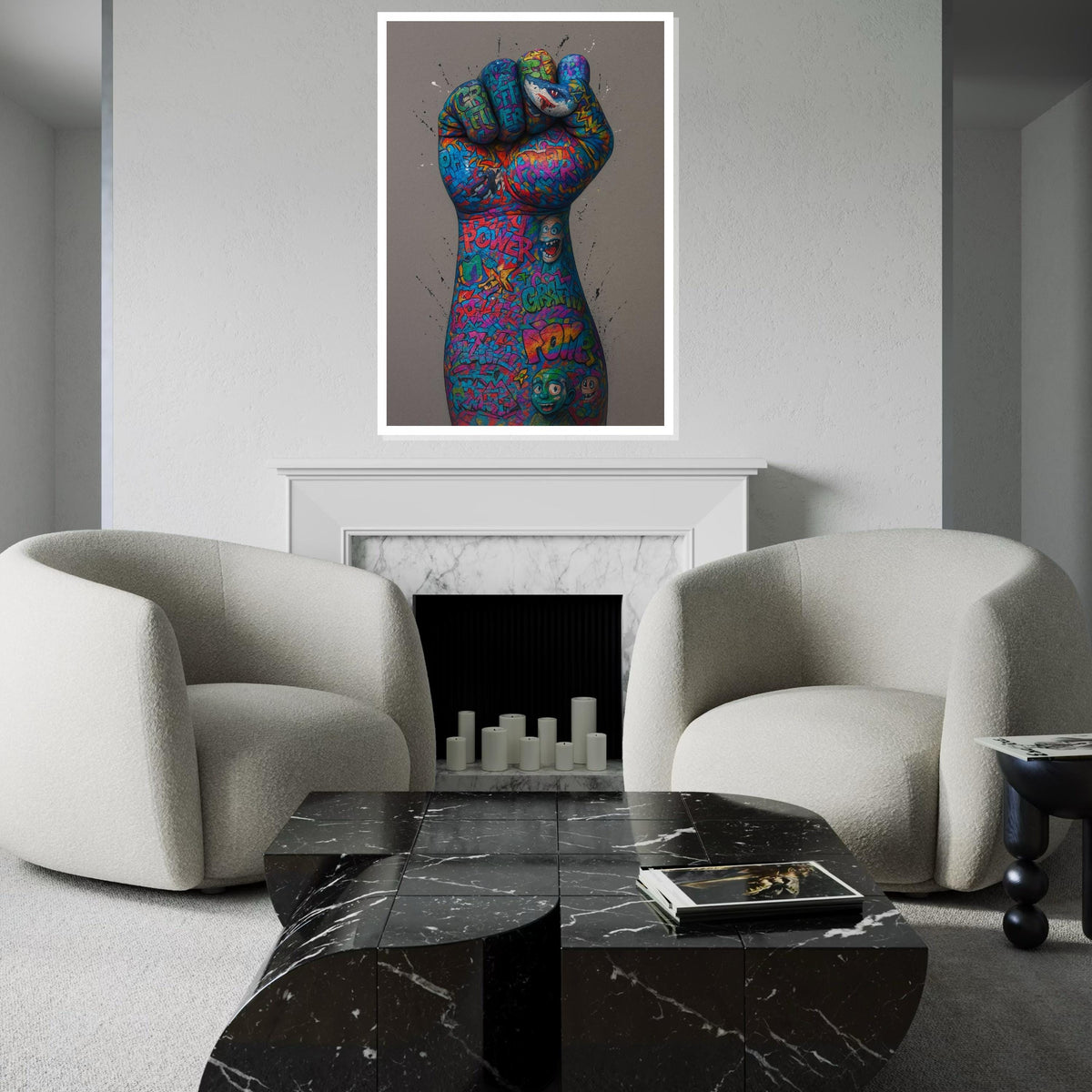 Graffiti Fist Canvas, Street Art Power, Multicolor Wall Art, Urban Art Print, Wall Art Canvas Design, Ready To Hang Decoration