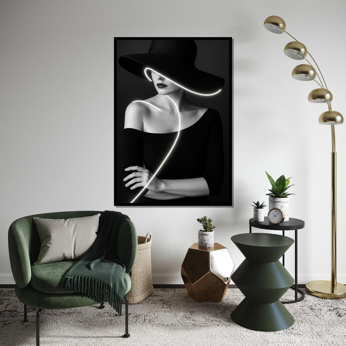 Glamour Noir Woman Canvas, Black and White Art, Modern Fashion Wall Art, Elegant Lady Poster, Wall Art Canvas Design, Ready to Hang Decor