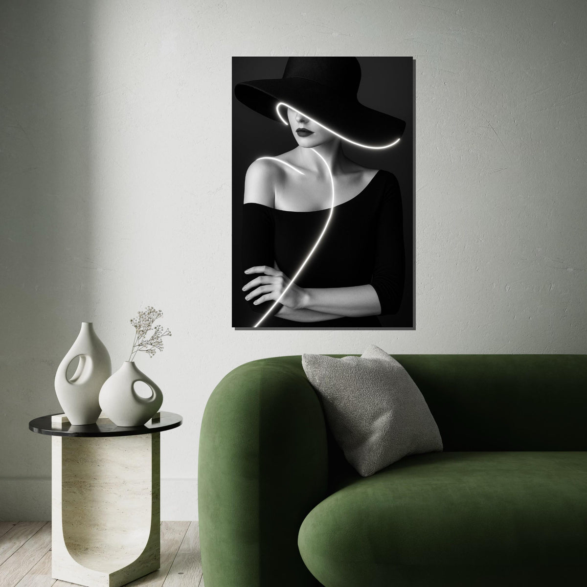 Glamour Noir Woman Canvas, Black and White Art, Modern Fashion Wall Art, Elegant Lady Poster, Wall Art Canvas Design, Ready to Hang Decor