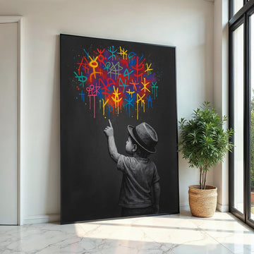 Child Reaching for Stars Canvas, Colorful Graffiti Art, Modern Wall Art, Inspirational Art, Wall Art Canvas Design, Ready to Hang